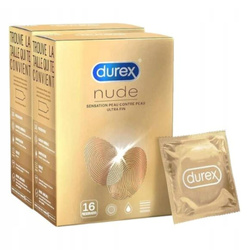 Durex Nude 32 Prezerwatywy Dla Mężczyzn Ultra Cienkie Wrażenie Skóra Do Skóry Zestaw 2 x 16 Sztuk