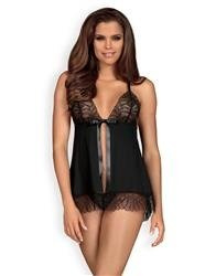 Bielizna-Chiccanta babydoll i stringi czarna L/XL